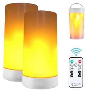 2pcs usb rechargeable led flame lamps – remote controlled flameless lights for indoor & outdoor decor