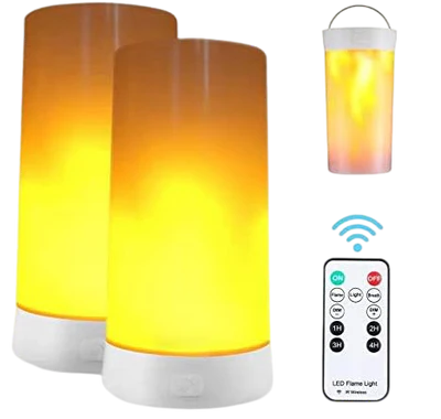 2pcs usb rechargeable led flame lamps – remote controlled flameless lights for indoor & outdoor decor