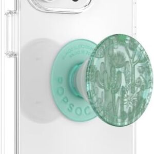 popsockets plant based phone grip with expanding kickstand, adhesive grip, eco friendly translucent cacti