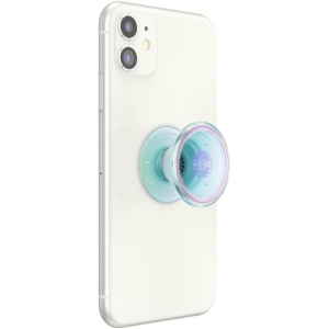 popsockets phone grip with expanding kickstand, adhesive grip translucent clear iridescent
