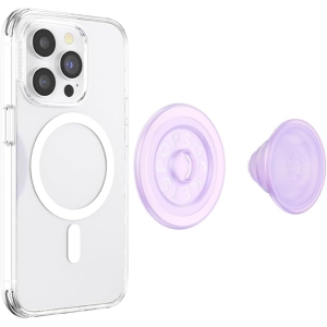 popsockets phone grip for magsafe, magnetic holder, phone stand, cute pink opalescent clear