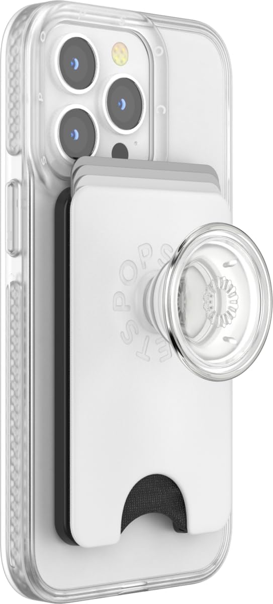 popsockets phone wallet for magsafe, phone card holder with grip, white white clear popsockets phone wallet for magsafe, phone card holder with grip, white white clear
