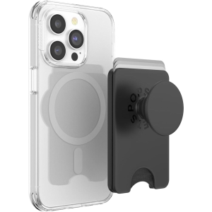 popsockets phone wallet for magsafe, phone card holder with grip black