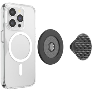 popsockets phone grip for magsafe, magnetic holder, phone stand, black alum triangle knurled black