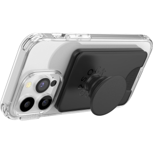 popsockets phone wallet for magsafe, phone card holder with grip black