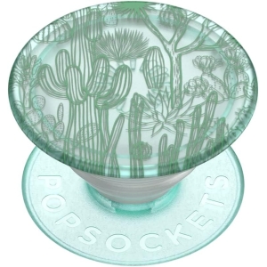 popsockets plant based phone grip with expanding kickstand, adhesive grip, eco friendly translucent cacti