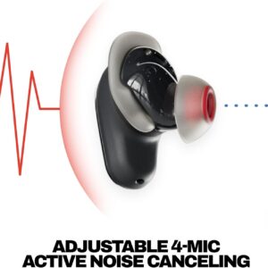 skullcandy method 360 anc wireless earbuds, sound by bose, bluetooth headphones, premium noise cancelling, up to 40 hrs battery, sweat and water resistant, microphone for iphone android true black
