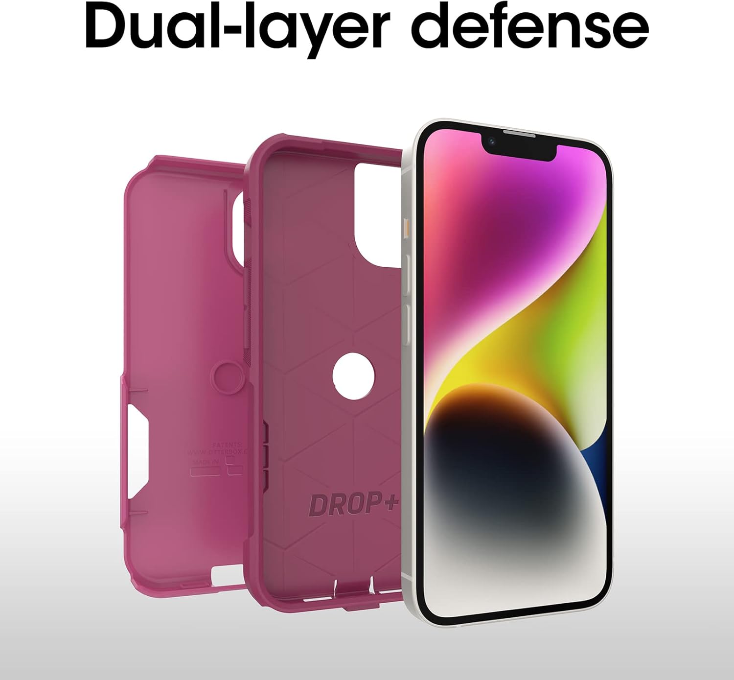 otterbox iphone 14 & iphone 13 commuter series case into the fucshia (pink), slim & tough, pocket friendly, with port protection otterbox iphone 14 & iphone 13 commuter series case into the fucshia (pink), slim & tough, pocket friendly, with port protection