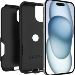 otterbox iphone 17e, 16e, 15, 14, & 13 commuter series case black, slim & tough, pocket friendly, with port protection