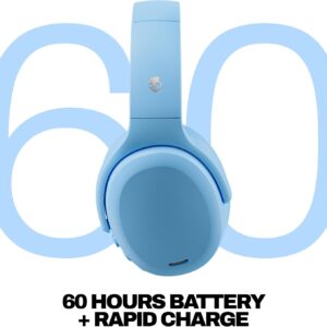 skullcandy crusher anc 2 wireless over ear bluetooth headphones with multi sensory bass, active noise cancelling, up to 60 hours battery, microphone for iphone android preppy blue