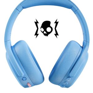 skullcandy crusher anc 2 wireless over ear bluetooth headphones with multi sensory bass, active noise cancelling, up to 60 hours battery, microphone for iphone android preppy blue