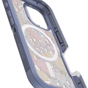 otterbox iphone 16 defender series xt clear case floral purple tough, rugged & durable iphone case, snaps on magsafe, pressure fitted dual layer iphone case