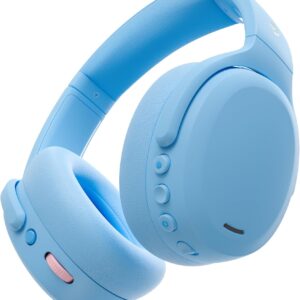 skullcandy crusher anc 2 wireless over ear bluetooth headphones with multi sensory bass, active noise cancelling, up to 60 hours battery, microphone for iphone android preppy blue