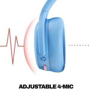 skullcandy crusher anc 2 wireless over ear bluetooth headphones with multi sensory bass, active noise cancelling, up to 60 hours battery, microphone for iphone android preppy blue