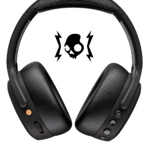 skullcandy crusher anc 2 wireless over ear bluetooth headphones with multi sensory bass, active noise cancelling, up to 60 hours battery, microphone for iphone android true black
