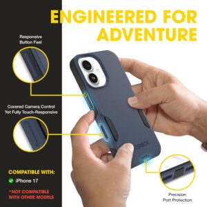 otterbox iphone 17 (only) – commuter series case – built in magsafe – thin, dual layer, pocket friendly, port cover – midnight sky (blue/black)