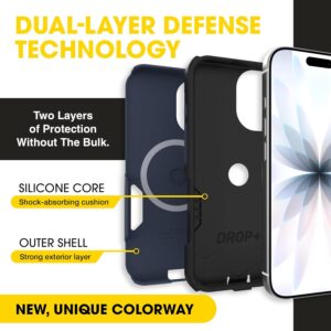 otterbox iphone 17 (only) – commuter series case – built in magsafe – thin, dual layer, pocket friendly, port cover – midnight sky (blue/black)