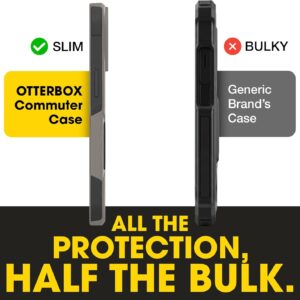 otterbox iphone 17e, 16e, 15, 14, & 13 commuter series case black, slim & tough, pocket friendly, with port protection