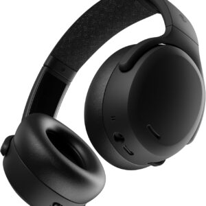skullcandy crusher anc 2 wireless over ear bluetooth headphones with multi sensory bass, active noise cancelling, up to 60 hours battery, microphone for iphone android true black