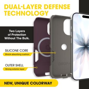 otterbox iphone 17 (only) – commuter series case – built in magsafe – thin, dual layer, pocket friendly, port cover – purple–ish on purpose