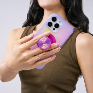 popsockets phone grip for magsafe, magnetic holder, phone stand ripple iridescent absinthe