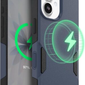 otterbox-iphone-17-only-commuter-series-case-built-in-magsafe-thin-dual-layer-pocket-friendly-port-cover-midnight-sky-blue-black