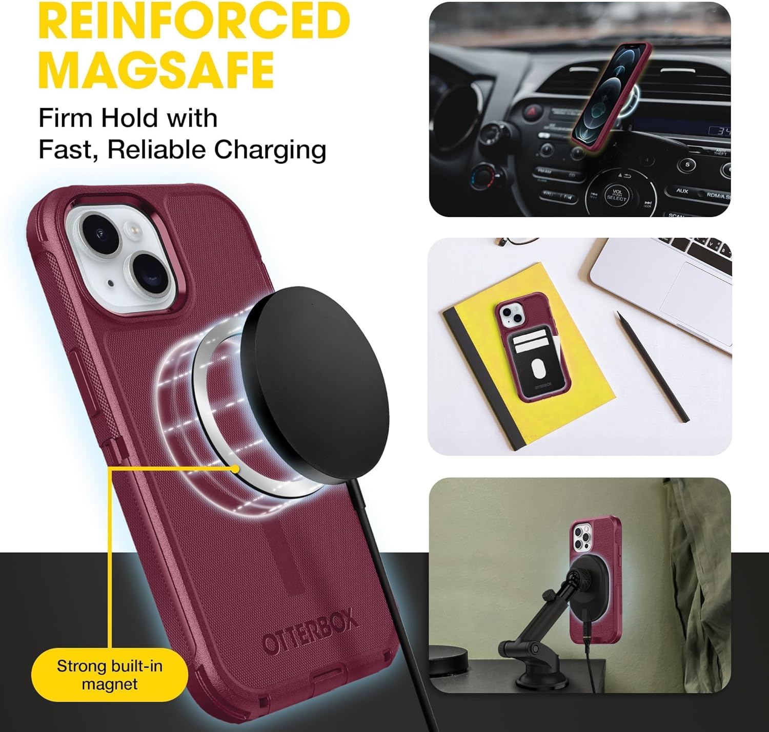 otterbox defender magsafe case for iphone 17e, 16e, 15, 14, 13 – 7x military grade drop protection, rugged grip texture, strap anchors, port covers, screenless – non retail packaging – foxberry pink otterbox defender magsafe case for iphone 17e, 16e, 15, 14, 13 – 7x military grade drop protection, rugged grip texture, strap anchors, port covers, screenless – non retail packaging – foxberry pink
