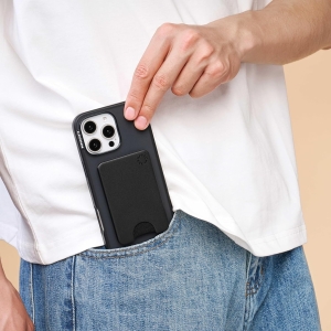 popsockets phone wallet for magsafe, phone card holder without grip black