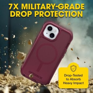 otterbox defender magsafe case for iphone 17e, 16e, 15, 14, 13 – 7x military grade drop protection, rugged grip texture, strap anchors, port covers, screenless – non retail packaging – foxberry pink
